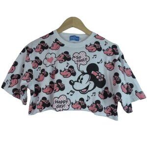 Disney Tokyo Resort Women's Shirt Size Large Pink Minnie Mouse Crop Top